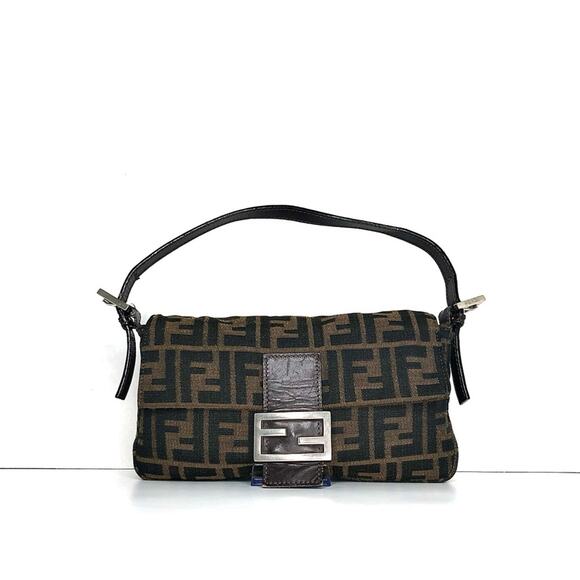 Fendi Handbags - Fendi Retro Vintage Zucca Baguette FF Logo Small Shoulder Bag